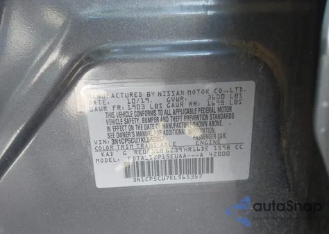 2019 Nissan Kicks Sv из США, поврежденный, VIN 3N1CP5CU7KL565357